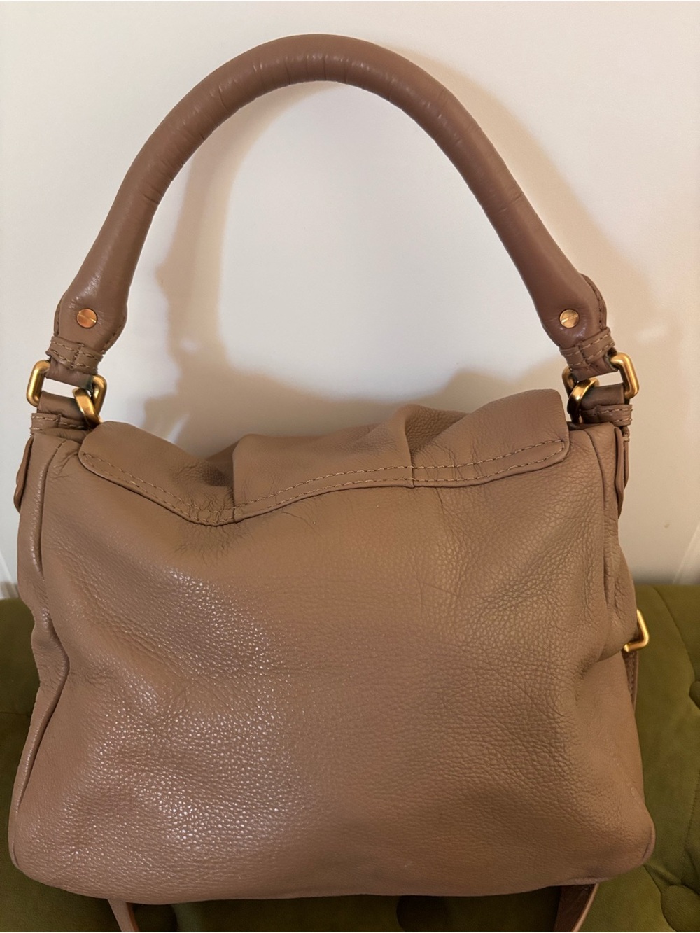 Marc by Marc Jacobs Taupe Pebbled Leather Shoulder Bag with Gold Hardware - Picture 3 of 16